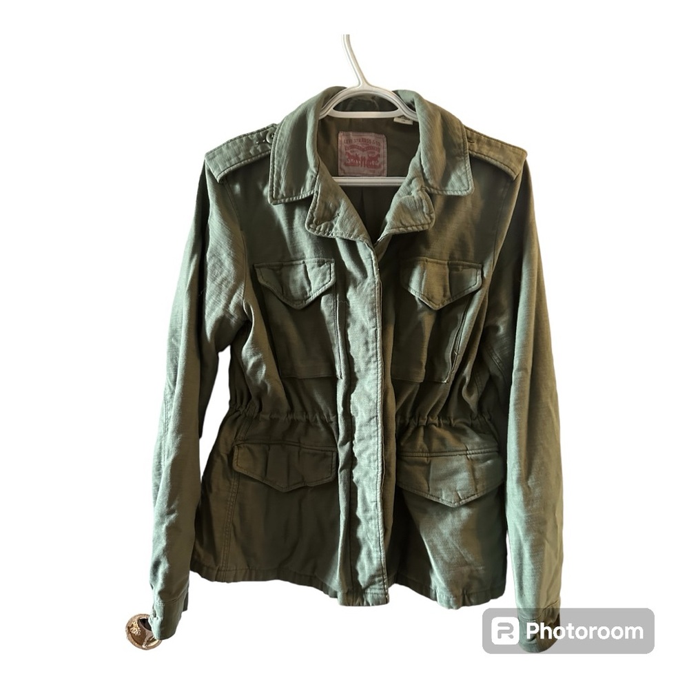 Levi’s utility field cargo military army green cotton jacket large - Picture 9 of 16